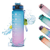 Kuber Industries Sipper Bottle 1 Litre|Water Tracker & Time Marker|Leakproof, BPA Free, Fitness Sports Water Bottle with Measurements(Gradient Blue & Purple, 1 Piece)|For Gym,Home,Travelling &Office